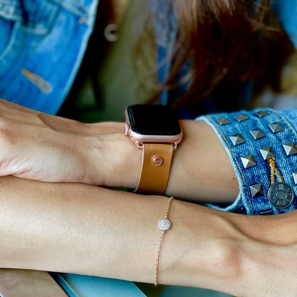 18mm Light Brown Vegan Leather Apple iWatch Band main image 6